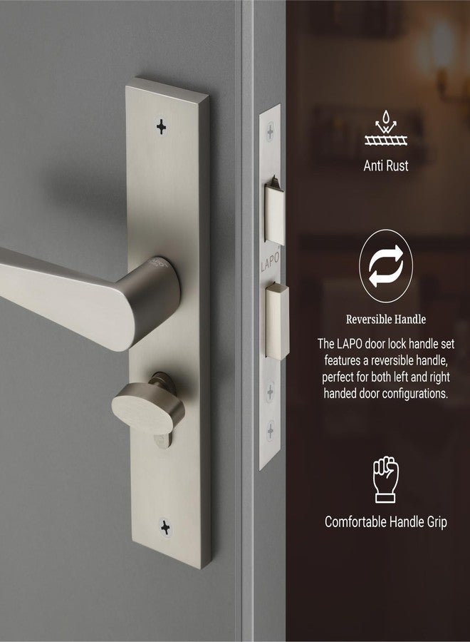 LAPO طقم قفل باب نقر من لابو - قفل باب رئيسي شديد التحمل مع مفاتيح، أسطوانة 60 مم، جسم قفل 45 × 45 مم، قفل بمقبض للمنزل والمكتب وغرفة النوم والفندق (لمسة نهائية ساتان غير لامعة، ضمان 3 سنوات) Cy-162 - Image 4